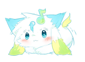 :3 ambiguous_gender blue_eyes blush chibi daww feral fur kemono simple_background smile solo white_background white_body white_fur young young_ambiguous young_feral deaic canid canine mammal 2017