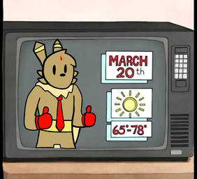 accessory ambiguous_gender anthro arm_tuft black_eyes black_nose bread_loaf clothing curimeme electronics forehead_gem gem gesture gloves hand_gesture handwear looking_at_viewer march_(month) mouthless neck_tuft necktie news news_report red_clothing red_gem red_gloves red_handwear red_necktie shoulder_tuft simple_eyes simple_face solo tail tan_body television thumbs_up tuft yellow_hairband omni-vee third-party_edit cartoon_network curifeo regular_show omni-vee_(character) bread_creature meme reference_image spanish_description