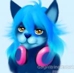 anthro blue_body blue_fur blue_hair fur hair half-closed_eyes long_hair looking_at_viewer male narrowed_eyes simple_background solo yellow_eyes gaiki dramatical_murder nitro+chiral aoba_seragaki felid mammal 2015