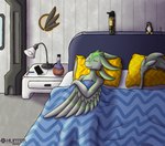 4_ears anthro avalon_(avali_homeworld) axis_gizmo bed bedroom biped blue_blanket bottle container electronics eyes_closed feathered_wings feathers furniture furniture_lamp green_body green_feathers green_head grey_arms grey_body grey_feathers grey_head grey_tail grey_tail_feathers grey_tail_tuft grey_wings hyper_penis_potion hyper_potion inside label lamp long_ears ltt_water_bottle lying lying_on_bed male male_anthro multi_ear nude nude_anthro nude_male on_back on_bed pawprint_in_signature phone pillow potion potion_bottle potion_label potion_name sleeping solo tail tail_tuft tuft under_covers water_bottle white_wall winged_arms wings yellow_pillow 1nfer0 linus_tech_tips linux aaron_(avali) tux_(linux) avali avian inanimate_object 2022 absurd_res hi_res signature male_(lore)