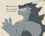 5_fingers fingers grin horn male pecs smile smug solo text chibsarts mythology chiderg dragon mythological_creature mythological_scalie scalie english_text