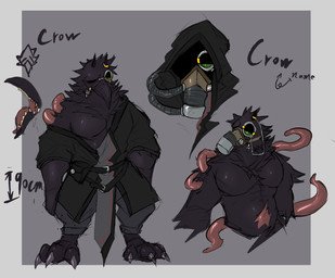clothing gas_mask horn male mask monocular solo tentacles tentacles_everywhere demonrat crow_(demonrat) avian bird corvid corvus_(genus) crow oscine passerine absurd_res hi_res