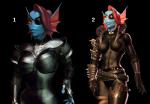 anthro areola armor big_breasts breasts erect_nipples female nipples non-mammal_breasts solo disembowell_(artist) undertale undertale_(series) undyne fish marine 2017 3d_(artwork) blender_(artwork) digital_media_(artwork)