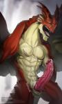 abs anthro biceps bodily_fluids cum cum_on_belly cum_on_body cum_on_chest cum_on_leg cum_on_penis erection genital_fluids genitals glans male muscular muscular_anthro muscular_male open_mouth pecs penis scar sharp_teeth solo tail teeth tired tongue wings yawn todex european_mythology fairy_tail mythology igneel_(fairy_tail) dragon mythological_creature mythological_scalie scalie western_dragon absurd_res hi_res