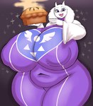 anthro areola_outline big_breasts breasts clothing curvy_figure dessert dress female floppy_ears food holding_food holding_object holding_pie horn huge_breasts looking_at_viewer navel open_mouth pastry pie purple_eyes robe slightly_chubby solo thick_thighs tight_clothing tight_dress venus_figure white_body wide_hipped_female wide_hips geebie33 undertale undertale_(series) toriel boss_monster_(undertale) bovid caprine goat mammal digital_media_(artwork) hi_res