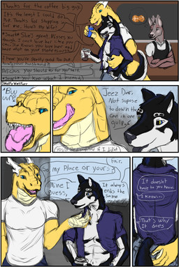 anthro apron biped clothed clothed_anthro clothed_male clothing dialogue hand_on_butt hand_on_flank hand_on_side holding_object infidelity male male_anthro midriff pansexual polyamorous public speech_bubble tail text wolfywetfurr_(artist) between_worlds mythology darius_vo'rel infinite rueben_roth wolfywetfurr alaskan_malamute canid canine canis deer domestic_dog dragon mammal mythological_creature mythological_scalie nordic_sled_dog scalie spitz wolf comic digital_drawing_(artwork) digital_media_(artwork) english_text handwritten_text hi_res