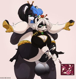 animal_genitalia animal_penis anthro balls big_breasts bodily_fluids boots breasts butt chopsticks chopsticks_in_hair clothed clothing cum cum_in_vagina cum_inside duo equine_genitalia equine_penis erection eyewear female female_penetrated footwear fur genital_fluids genitals glasses green_eyes gynomorph gynomorph/female gynomorph_penetrating hair high_heels impregnation intersex intersex/female intersex_penetrating jewelry legwear multicolored_body multicolored_hair nude ovum penetration penile penis reverse_stand_and_carry_position sex shoes simple_background size_difference smile sperm_cell standing standing_sex stockings thick_thighs topwear two_tone_body vaginal vaginal_penetration vulva white_body white_fur veksim blizzard_entertainment warcraft bael_thunderfist bear equid equine giant_panda mammal pandaren digital_media_(artwork) hi_res