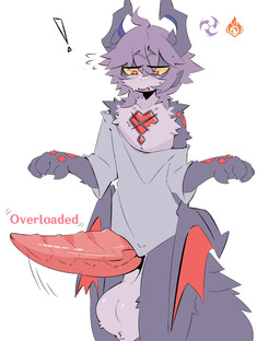 2_horns ahoge alternate_species anthro arm_markings arm_tuft balls big_balls big_penis big_tail blush blush_lines bodily_fluids bottomless bottomless_anthro bottomless_male clothed clothing emanata erection eye_through_hair eyebrow_through_hair eyebrows facial_tuft fur furrification gameplay_mechanics genitals glistening glistening_balls glistening_eyes glistening_genitalia glistening_penis grey_body grey_clothing grey_fur grey_hair grey_horn grey_shirt grey_topwear hair hand_markings horn huge_balls huge_penis leg_tuft looking_down looking_down_at_genitalia looking_down_at_penis looking_down_at_self loose_shirt male markings open_mouth penis pink_penis red_eyes red_markings scaled_penis shirt shoulder_tuft simple_background solo sweat sweatdrop tail tapering_penis text topwear translucent translucent_hair tuft vein veiny_penis white_background white_body white_fur yellow_sclera gaogomon genshin_impact mihoyo mythology durin_(genshin_impact) dragon hybrid mammal mythological_creature mythological_scalie scalie 2026 absurd_res english_text hi_res