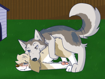 ambiguous_penetration bite blush doggystyle duo female female_penetrated feral feral_on_feral feral_penetrated feral_penetrating feral_penetrating_feral from_behind_position heterochromia intraspecies looking_pleasured male male/female male_penetrating male_penetrating_female mating_grip mounting neck_bite obscured_penetration penetration penile penile_penetration sex vixeyhuskybutt anvil_(hakudoge) gracie_(vixeyhuskybutt) bird_dog canid canine canis domestic_dog golden_retriever hunting_dog husky mammal nordic_sled_dog retriever spitz 4:3 hi_res