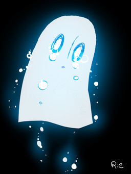 ambiguous_gender black_background bodily_fluids crying glowing looking_at_viewer looking_down looking_down_at_viewer not_furry simple_background solo tears rie_(artist) undertale undertale_(series) napstablook ghost spirit 2016 3:4