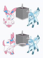 acting_like_a_cat ambiguous_gender blep daww digitigrade drinking drinking_water duo faucet feral fur happy quadruped tail tail_motion tailwag tongue tongue_out water wonta nintendo pokemon eeveelution generation_4_pokemon generation_6_pokemon glaceon pokemon_(species) sylveon 2024 3:4 animated digital_media_(artwork) hi_res loop no_sound short_playtime webm