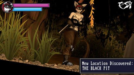 anthro big_breasts black_clothing black_hair black_topwear bottomwear breasts brown_bottomwear brown_clothing brown_pants chest_tattoo clothed clothed_anthro clothed_female clothing female forest freckled_face freckles fur gameplay_mechanics gui hair health_bar melee_weapon pants plant red_sclera solo sword tattoo text topwear tree weapon white_body white_eyes white_fur psikokinetic warfaremachine_(modeler) natsumi_mercier canid canine demon fox mammal 16:9 2024 3d_(artwork) 4k absurd_res digital_media_(artwork) english_text hi_res source_filmmaker_(artwork) widescreen