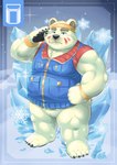 anthro belly black_nose clothed clothing humanoid_hands ice kemono male overweight overweight_male solo white_body aotoaka bear mammal polar_bear ursine 2020 absurd_res hi_res