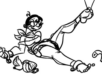 5_toes anthro barefoot beak bodily_fluids breasts clothed clothed_anthro clothed_female clothing feet female footwear hair humanoid_feet kerchief laugh loose_feather neckerchief neckwear plantigrade restrained robot_arms shoes shoes_removed soles solo sweat tail teeth tickle_fetish tickle_torture tickling tickling_feet tickling_neck toes raphjam85 anatid anseriform anserine avian bird goose 4:3 animated animated_gif short_playtime