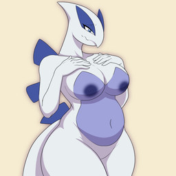 1_horn 5_fingers anthro areola beak belly big_breasts biped blue_areola blue_belly blue_body blue_eyelids blue_eyes blue_nipples breasts collarbone curvy_figure eyelashes female female_anthro fingers hand_on_breast horn hourglass_figure multicolored_body multicolored_skin narrowed_eyes navel nipples non-mammal_breasts non-mammal_nipples nude nude_anthro nude_female pokemorph seductive simple_background small_waist solo standing tail thick_thighs two_tone_body two_tone_breasts two_tone_skin white_arms white_beak white_belly white_body white_hands white_legs white_skin wide_hips kazuosergal nintendo pokemon avian generation_2_pokemon legendary_pokemon lugia pokemon_(species) 1:1 digital_media_(artwork) hi_res shaded