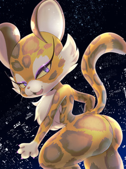 anthro butt city city_background countershading female female_anthro fur makeup nude nude_anthro nude_female pose smile solo spots three-quarter_view wide_hips racal_ra kirby_(series) kirby_and_the_forgotten_land nintendo clawroline felid leopard mammal pantherine digital_media_(artwork) digital_painting_(artwork) hi_res painting_(artwork) portrait three-quarter_portrait