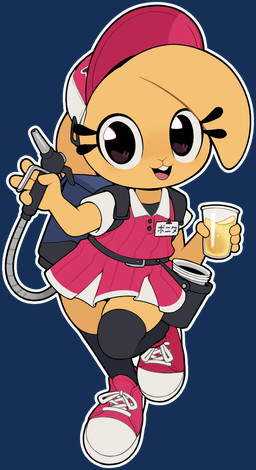 alcohol anthro beer beverage clothed clothing container cup female looking_at_viewer open_mouth simple_background smile solo transparent_background uniform young gaturo bonita_(gaturo) lagomorph leporid mammal rabbit 2025 absurd_res alpha_channel hi_res