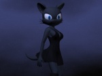 anthro black_body black_fur blue_eyes boots breasts clothing dress ear_piercing female footwear fur night piercing shoes sky solo star starry_sky tail destiny_blackmoon destiny_(character) felid mammal 3d_(artwork) 4:3 digital_media_(artwork)