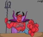 bedroom_eyes cape claws clothing dot_eyes feet feet_up fingers foot_focus grey_background horn humanoid_feet humanoid_pointy_ears looking_at_viewer male melee_weapon muscular muscular_humanoid muscular_male narrowed_eyes not_furry plantigrade pointy_ears polearm red_body red_skin seductive simple_background simple_eyes sitting smile solo teeth toes trident weapon yellow_sclera doritohead disney wreck-it_ralph saitine demon humanoid 2018 absurd_res artist_name digital_media_(artwork) hi_res signature