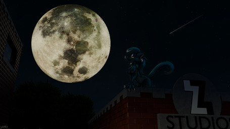 anthro big_breasts breasts claws featureless_crotch female moon nipples perching raised_tail shooting_star solo tail thick_thighs wide_hips indigo_snep nickelodeon spongebob_squarepants darke_katt patrick_star zig_zag domestic_cat felid feline felis mammal 16:9 4k absurd_res hi_res widescreen