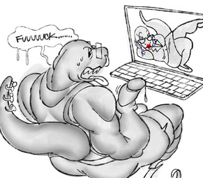 anthro bodily_fluids breasts computer duo electronics eyewear facial_piercing female furgonomic_piercing furgonomics genitals glasses humanoid_genitalia humanoid_penis laptop looking_at_porn lying male male_focus masturbation muscular muscular_anthro muscular_male nose_piercing on_side penile penile_masturbation penis piercing pornography profanity raised_leg stroking_penis sweat sweatdrop tail tail_piercing tongue tongue_out snackdumpster twistcmyk aggretsuko sanrio tsubone_(aggretsuko) komodo_dragon lizard monitor_lizard reptile scalie snake 2026