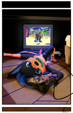 animal_genitalia animal_penis anthro bodily_fluids boss canine_genitalia canine_penis controller cum game_controller gaming genital_fluids genitals knot knotted_penis male penis playing_video_game precum solo young young_anthro young_male atomic_cat_nsfw full_frontal_frog oh_so_hero! joe_(oh_so_hero!) alien canid daku mammal absurd_res hi_res