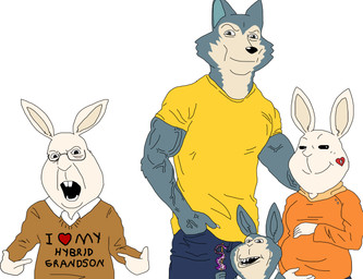 anthro buckteeth countershade_face countershade_fur countershading eyewear fangs female fur gesture glasses group hand_gesture interspecies interspecies_pregnancy male muscular muscular_male pointing predator/prey pregnant pregnant_female shitpost smile teeth vein veiny_arms white_body white_fur efradraws beastars soyjak haru's_father_(beastars) haru_(beastars) legoshi's_chimera_(beastars) legoshi_(beastars) wojak canid canine canis hybrid lagomorph leporid mammal rabbit wolf absurd_res digital_drawing_(artwork) digital_media_(artwork) hi_res meme