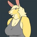 anthro big_breasts breasts cleavage clothed clothing female solo ritts frank_westerveldt hybrid kangaroo macropod mammal marsupial 1:1 2d_animation animated frame_by_frame low_res short_playtime