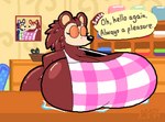 animal_crossing animated anthro apron apron_only big_breasts black_eyes bouncing_breasts breast_jiggle breasts brown_body butt_jiggle clothing english_text eulipotyphlan female gloves_(marking) half-closed_eyes hedgehog huge_breasts hyper hyper_breasts jiggling looking_at_viewer loop mammal markings mattthetooncat narrowed_eyes nintendo photo sable_able short_playtime solo text