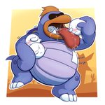 belly big_tongue blue_body blush group hair long_tongue male oral_vore orange_background orange_hair overweight simple_background tongue tongue_out vore tanio mario_bros nintendo paper_mario tubba_blubba boo_(mario) ghost spirit 1:1 2015 hi_res