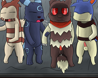 anthro badge balls biped black_border bodily_fluids border cloth cum dialogue duo fantasy female genital_fluids genitals leaking_cum male male/female male/male male_anthro penis semi-anthro speech_bubble text vinland nintendo pokemon pokemon_mystery_dungeon spike_chunsoft breel_(infinitydoom) kwill_(infinitydoom) lorret_(infinitydoom) zigs_(infinitydoom) eeveelution furret generation_2_pokemon generation_3_pokemon pokemon_(species) quilava shiny_pokemon umbreon zigzagoon 5:4 comic cover_art digital_drawing_(artwork) digital_media_(artwork) english_text hi_res shaded simple_shading story