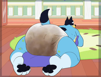 anthro diaper feces full_diaper grinding humping male masturbation pillow pillow_humping rear_view soiled soiled_diaper solo unclean_diaper used_diaper baltnwolf bluey_(series) bandit_heeler australian_cattle_dog canid canine canis cattledog domestic_dog herding_dog mammal pastoral_dog animated short_playtime sound video