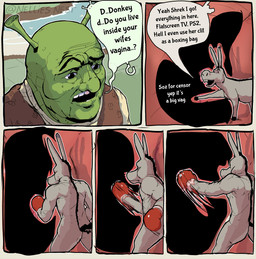 anthro black_eyes boxing boxing_gloves buckteeth clothing female feral feral_to_anthro fur green_body green_skin grey_body grey_fur group handwear inside internal lake male motion_blur outside sport tail teeth text transformation trio what nellies_nest dreamworks shrek_(series) donkey_(shrek) dragon_(shrek) shrek_(character) asinus donkey equid equine humanoid mammal ogre absurd_res censored comic english_text hi_res