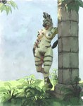 anthro areola biped breasts female female_anthro fur genitals hair hooves looking_at_viewer nipples nude pillar pussy ruin smile solo tail unguligrade hattonslayden equid equine mammal zebra digital_media_(artwork) hi_res