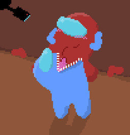 blush duo female floofpaws male male/female oral questionable_consent recording spiked_tongue among_us innersloth crewmate_(among_us) impostor_(among_us) alien humanoid digital_media_(artwork) pixel_(artwork)