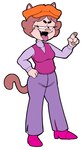 anthro boots bottomwear clothed clothing female footwear hair hat headgear headwear open_mouth pants raised_hand shirt shoes short_hair simple_background solo tail tongue tongue_out topwear creator_ant amy_(creator_ant) domestic_cat felid feline felis mammal hi_res