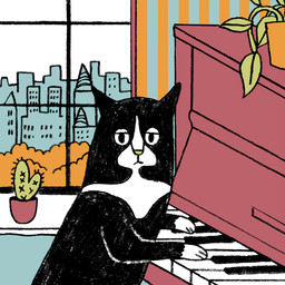 ambiguous_gender black_body black_fur cactus city city_background feral fur inside keyboard_instrument looking_at_viewer multicolored_body multicolored_fur musical_instrument new_york_city paws piano plant plant_pot playing_music playing_piano potted_plant solo upright_piano white_body white_fur window alabaster_pizzo ketzel_cotel domestic_cat felid feline felis mammal tuxedo_cat 1:1 2017 english_description hi_res