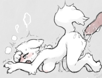 animal_genitalia anthro areola arm_tuft blush bodily_fluids breasts butt cheek_tuft cum cum_drip cum_on_belly cum_on_body cum_on_butt cum_on_penis dripping duo ejaculation elbow_tuft erection facial_tuft female from_behind_position fur genital_fluids genitals head_tuft heart_eyes heart_symbol knot leg_tuft male male/female nipples nude open_mouth penis pink_areola pink_nipples sex shaking shoulder_tuft side_view simple_background tail teeth tuft white_body white_fur wolfwithwing species_request digital_media_(artwork) hi_res
