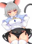 animal_humanoid blush bottomwear breasts camel_toe capelet clothed clothing female grey_hair hair hi_res humanoid jewelry legwear mammal mammal_humanoid mouse_humanoid murid murid_humanoid murine murine_humanoid nazrin open_mouth panties pendant red_eyes rodent rodent_humanoid shirt short_hair skirt solo thigh_highs tokoya topwear touhou underwear upskirt