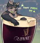 alcohol anthro beer beverage drunk holidays implied_nudity male micro smug solo substance_intoxication grubskull guinness st._patrick's_day canid canine mammal hi_res