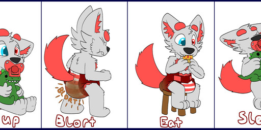 anthro biped blue_border border clothing diaper eyes_closed feces food fur furniture heterochromia inner_ear_fluff male onomatopoeia pacifier pizza plushie raised_tail scatplay simple_background sitting smile soiled_diaper soiling solo sound_effects standing stool tail text tuft unclean_diaper used_diaper young shadyadi shady_(shadyadi) canid canine canis mammal wolf 2021 absurd_res english_text hi_res signature