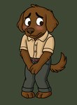 anthro blush brown_body brown_fur embarrassed floppy_ears fur looking_away male nervous paws shy soft_colors tail toony darkalcaline bird_dog canid canine canis domestic_dog hunting_dog labrador mammal retriever absurd_res hi_res