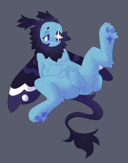 2_toes 4_arms animal_genitalia anthro black_body black_fur blue_body blue_fur butt claws digitigrade feet fully_sheathed fur genitals male multi_arm multi_limb pawpads paws presenting presenting_hindquarters sheath solo tail toes puppystro blushcrunch_studio dandy's_world roblox astro_(dandy's_world) arthropod insect lepidopteran moth hi_res