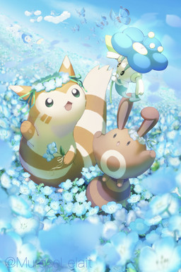 ambiguous_gender antennae_(anatomy) anthro beak blue_body blue_eyes brown_body flower flower_crown flower_field food fur group insect_wings lepidopteran_wings markings multicolored_body open_mouth pawpads paws plant striped_body stripes tail tan_body tan_fur teal_eyes tongue two_tone_body whisker_markings wings muraselelait nintendo pokemon alcremie altaria arthropod avian berry_sweet_alcremie bird blue_flower_floette butterfly elemental_creature floette flora_fauna food_creature furret generation_2_pokemon generation_3_pokemon generation_4_pokemon generation_6_pokemon generation_8_pokemon insect lepidopteran marine_vivillon penguin piplup pokemon_(species) salted_cream_alcremie scalie sentret sobble swablu vivillon 2025 absurd_res blue_theme hi_res signature