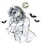 anthro breasts cleavage clothed clothing creepy female holidays hooves moon pose solo thehuntingwolf halloween heather_hart ambient_bat ambient_flier bat equid equine horse mammal pony hi_res pinup