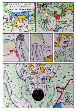 abs anthro arm_tattoo armpit_hair armpit_tuft back_muscles balls barazoku biceps big_muscles big_pecs bird's-eye_view black_clothing black_hat black_headwear blonde_facial_hair blonde_goatee blonde_hair blue_clothing blue_shirt blue_topwear blush blush_lines body_hair chest_tattoo clothing comic_panel dialogue duo ear_piercing ear_ring erection eyes_closed facial_hair fellatio forest forest_background genitals goatee grass green_body grey_body hair hat hat_only headgear headgear_only headwear headwear_only heart_symbol high-angle_view licking lying lying_on_ground male male/male male_anthro manly mostly_nude muscular muscular_anthro muscular_legs muscular_male nature nature_background nipples nude obliques on_ground onomatopoeia open_mouth oral outside pecs penile penis penis_lick piercing plant pubes pubes_exposed rear_view red_clothing red_eyes ring_piercing sex shark_fin shark_tail shirt sound_effects speech_bubble tail tail_tattoo tattoo text thick_penis tongue topwear touching_chest touching_pecs tree undressing undressing_self vein veiny_penis dashthefox nikel aquatic fish lizard reptile scalie shark absurd_res comic english_text hi_res traditional_media_(artwork)