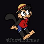 anthro clothed clothing fur hair headgear headwear male simple_background smile solo tail foxwhodraws bloons_tower_defense ninja_kiwi one_piece monkey_d._luffy haplorhine mammal monkey primate 1:1 digital_media_(artwork)