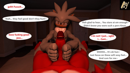 5_toes anthro anthro_on_anthro barefoot bed bedroom bedroom_eyes bedroom_sex dirty_talk feet feet_on_penis first_person_view foot_fetish foot_focus foot_play footjob furniture genitals happy hindpaw looking_at_another looking_at_viewer looking_down male male/male narrowed_eyes paws penile penis romantic romantic_ambiance romantic_couple seductive sex text toes two-footed_footjob aldenyates sega sonic_the_hedgehog_(series) knuckles_the_echidna silver_the_hedgehog echidna eulipotyphlan hedgehog mammal monotreme 16:9 3d_(artwork) 4k absurd_res digital_media_(artwork) english_text hi_res source_filmmaker_(artwork) widescreen