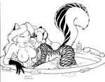 anthro bath bathtub breasts bubble butt duo eye_contact female female/female imminent_kiss implied_fingering looking_at_another lube nipples nude phallic sex sex_toy shampoo soap striped_body stripes tongue tongue_out water wet max_blackrabbit sheila_vixen zig_zag canid canine felid fox hybrid mammal mephitid pantherine red_fox skunk tiger true_fox monochrome