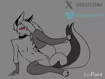 abdominal_bulge anal anal_masturbation anal_penetration anthro breasts bulge cheek_tuft clothing collar ear_piercing facial_tuft female fluffy fluffy_tail genitals hair hair_over_eye legwear long_hair masturbation moan narrowed_eyes navel penetration piercing raised_leg sex_toy showing_teeth simple_background solo spread_legs spreading tail thigh_highs tuft vulva udontseeme2403 hellaverse helluva_boss mythology loona_(helluva_boss) canid canid_demon canine demon hellhound humanoid mammal mythological_canine mythological_creature animated short_playtime sound webm